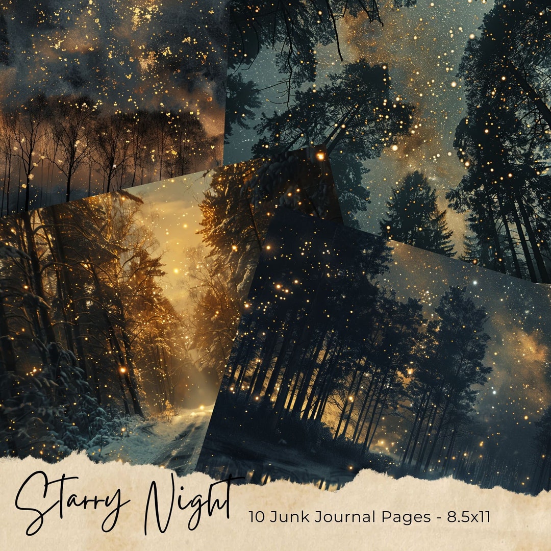 Celestial Moon Junk Journal Pages, Digital Scrapbook Paper Kit, Vintage ...