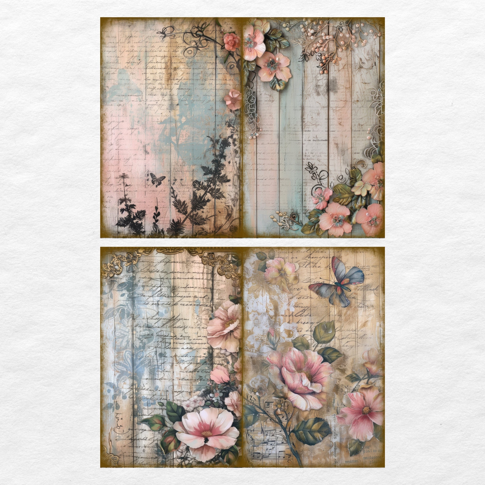 Shabby Chic Wooden Junk Journal Kit (printable JPG Pages and PDF Files ...