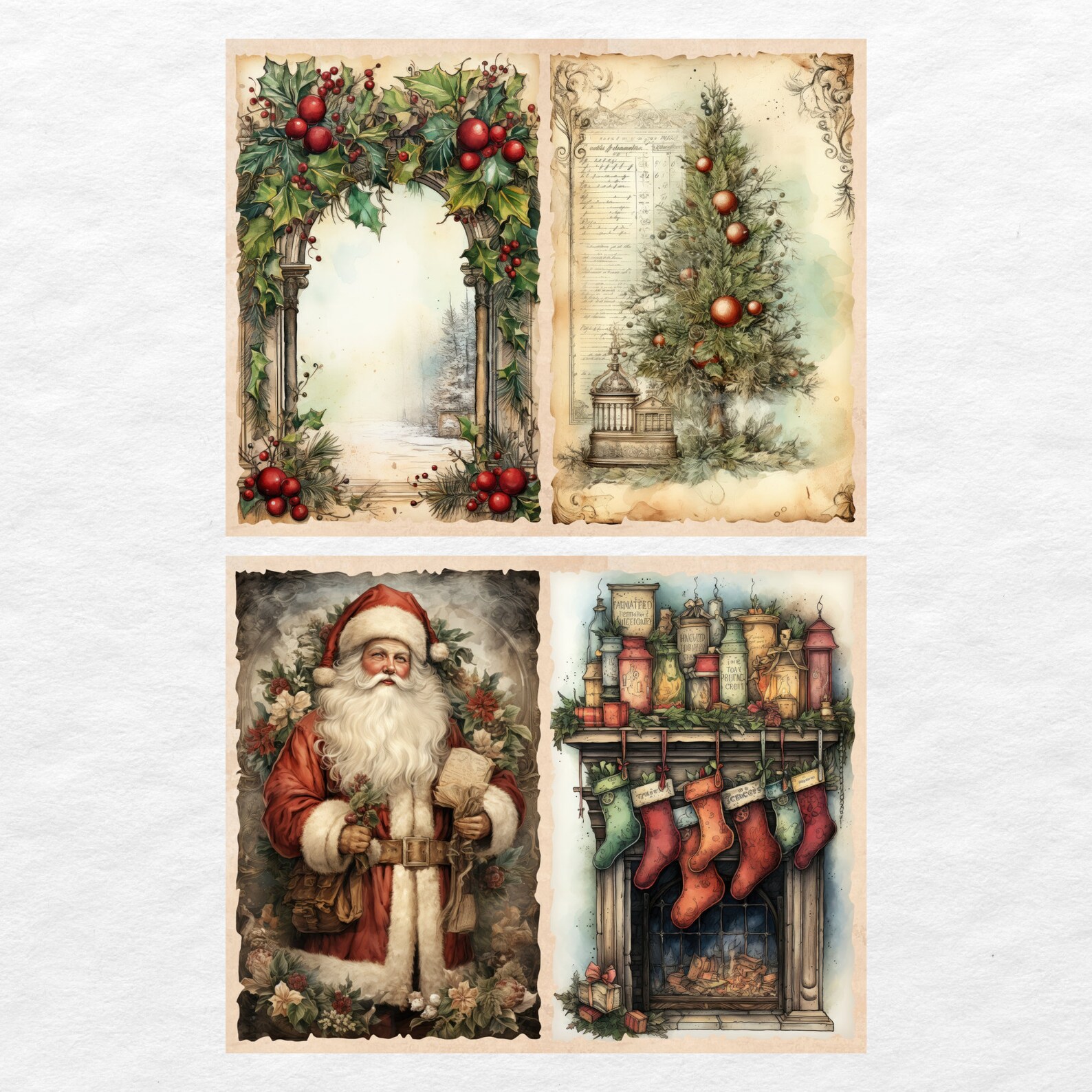 Christmas Junk Journal Kit, Vintage Merry Christmas Junk Journal Pages ...
