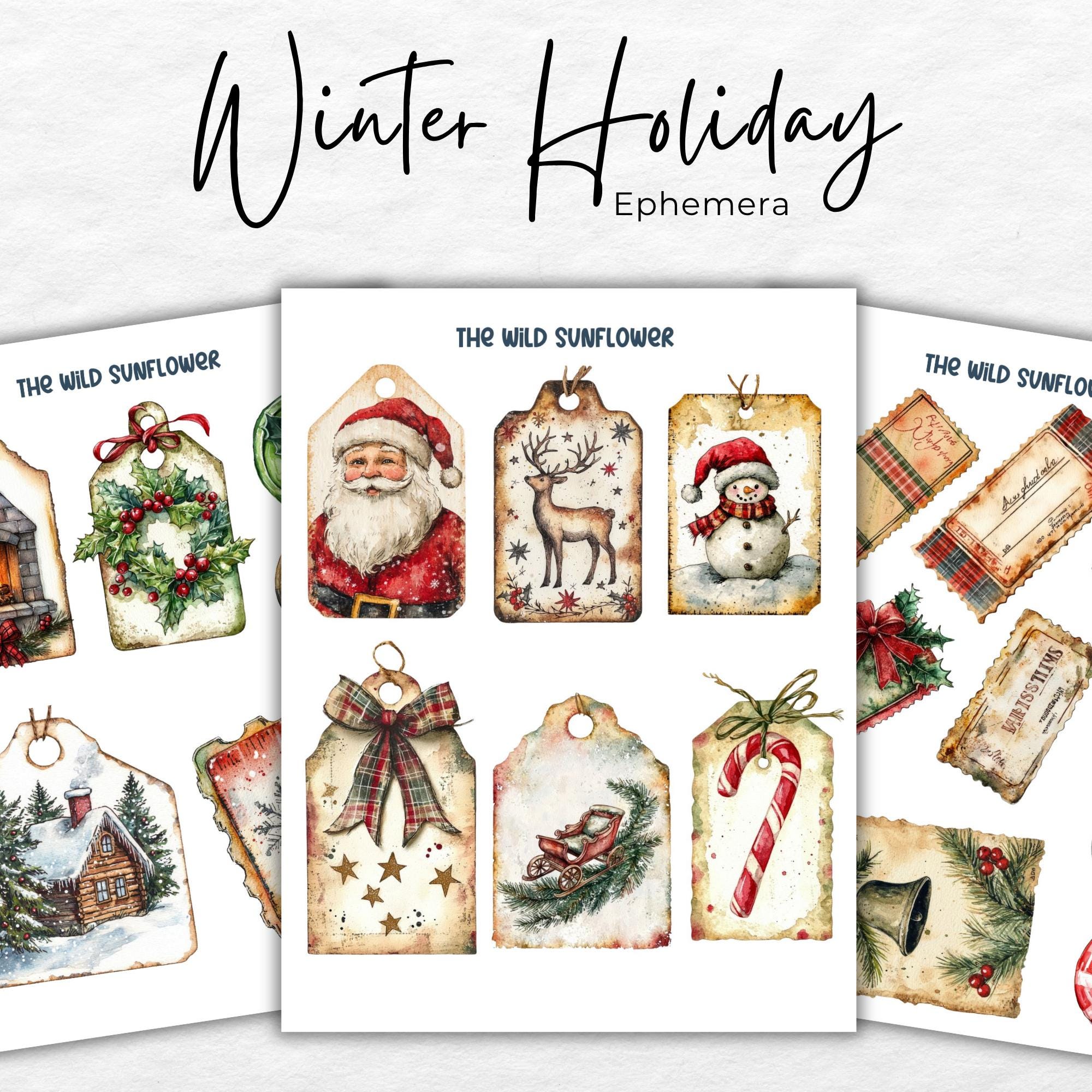 Christmas Junk Journal Kit, Digital Scrapbook Paper, Winter Holiday ...
