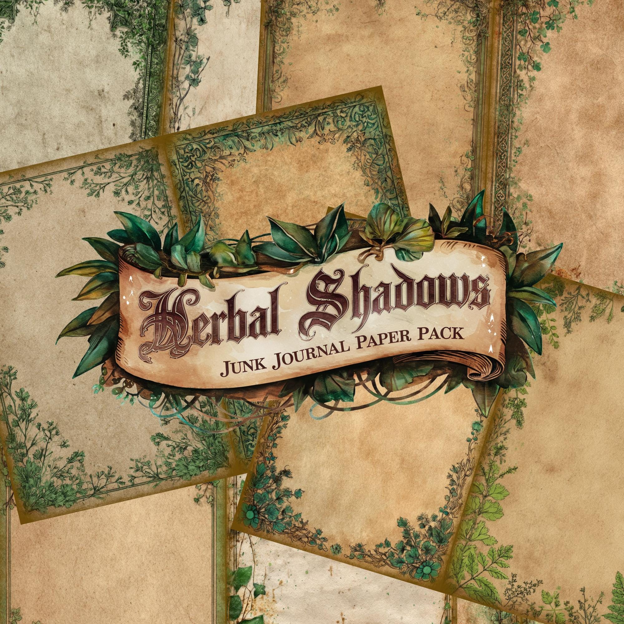 Herbal Shadows Junk Journal Kit – Gothic Botanical Printable Pages ...