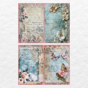 Vintage Lace Junk Journal Pages, Digital Grunge Scrapbook Paper ...