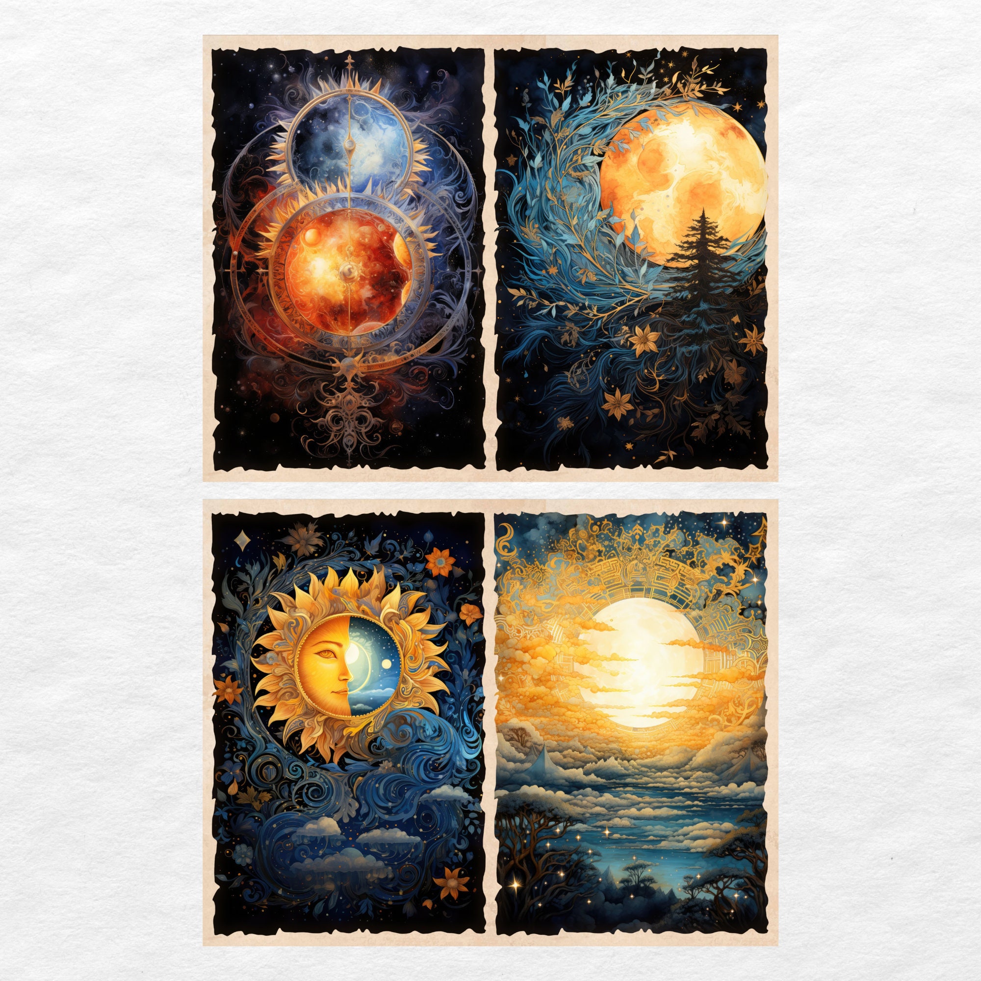 Celestial Moon Junk Journal Pages, Digital Scrapbook Paper Kit, Vintage ...