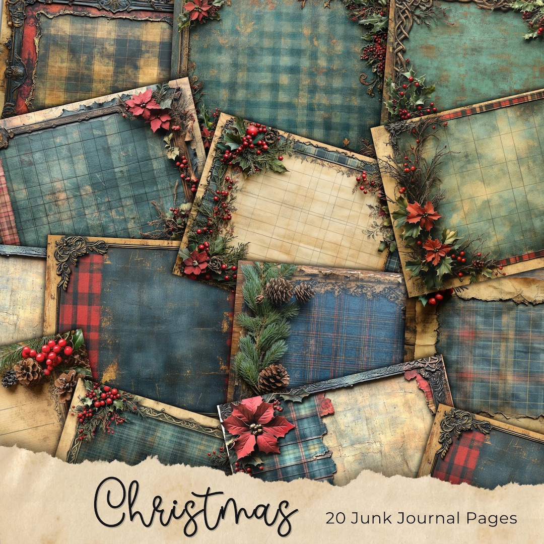 Christmas Junk Journal Kit, Vintage Merry Christmas Junk Journal Pages ...