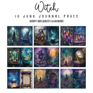 Witchcraft Junk Journal Pages, Digital Scrapbook Paper Kit, Printable ...