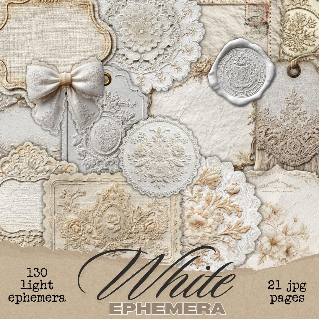 White Ephemera Labels, Vintage Labels, Junk Journal, Fussy Cuts ...