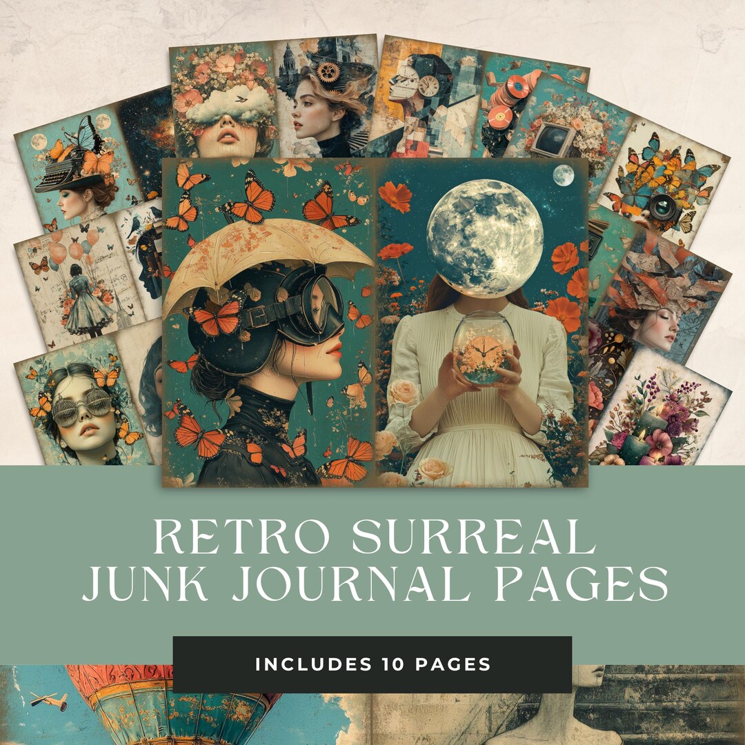 Surreal Collage Junk Journal Pages, Digital Collage Junk Journal Pages ...