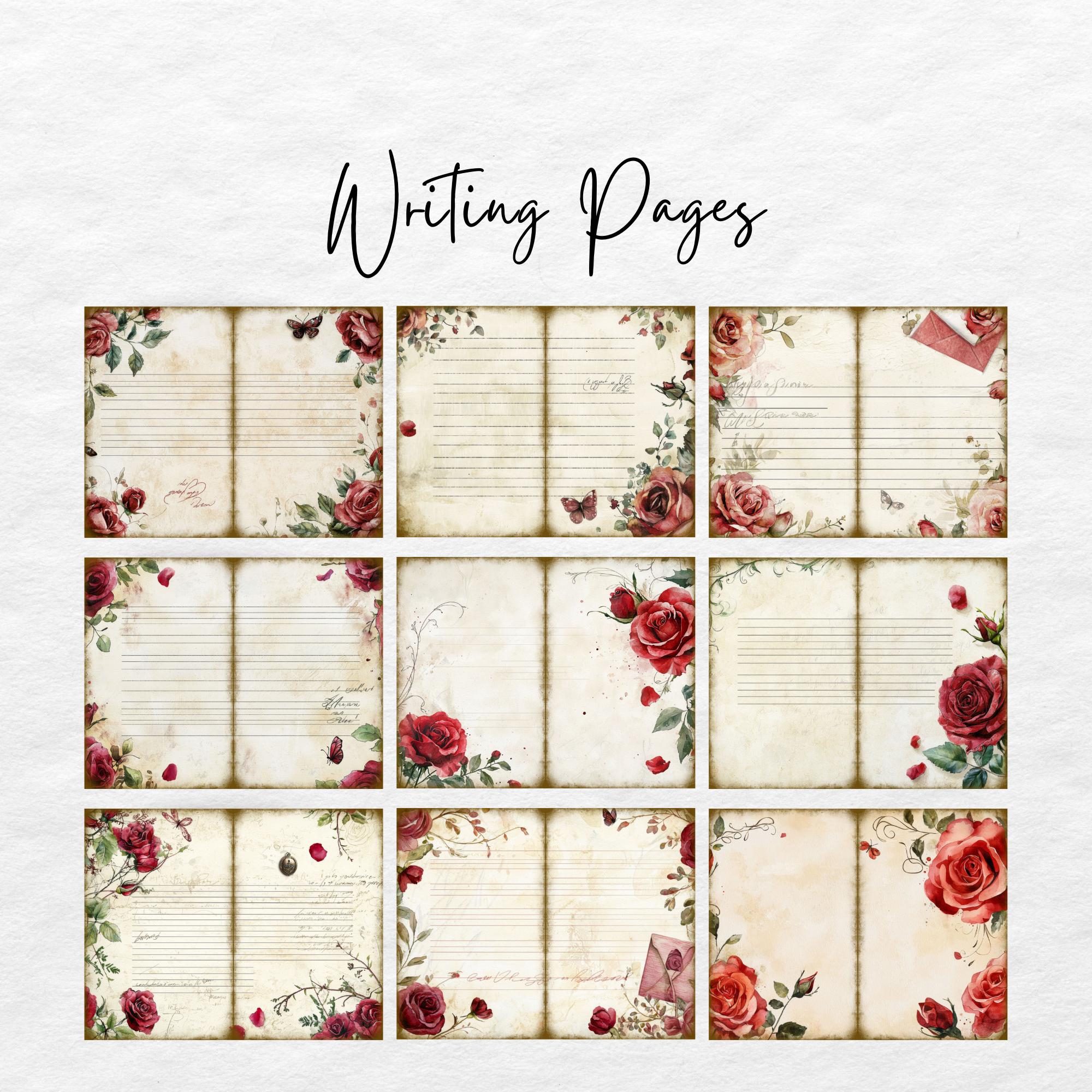 Shabby Chic Red Rose Junk Journal Kit (printable JPG Pages With ...