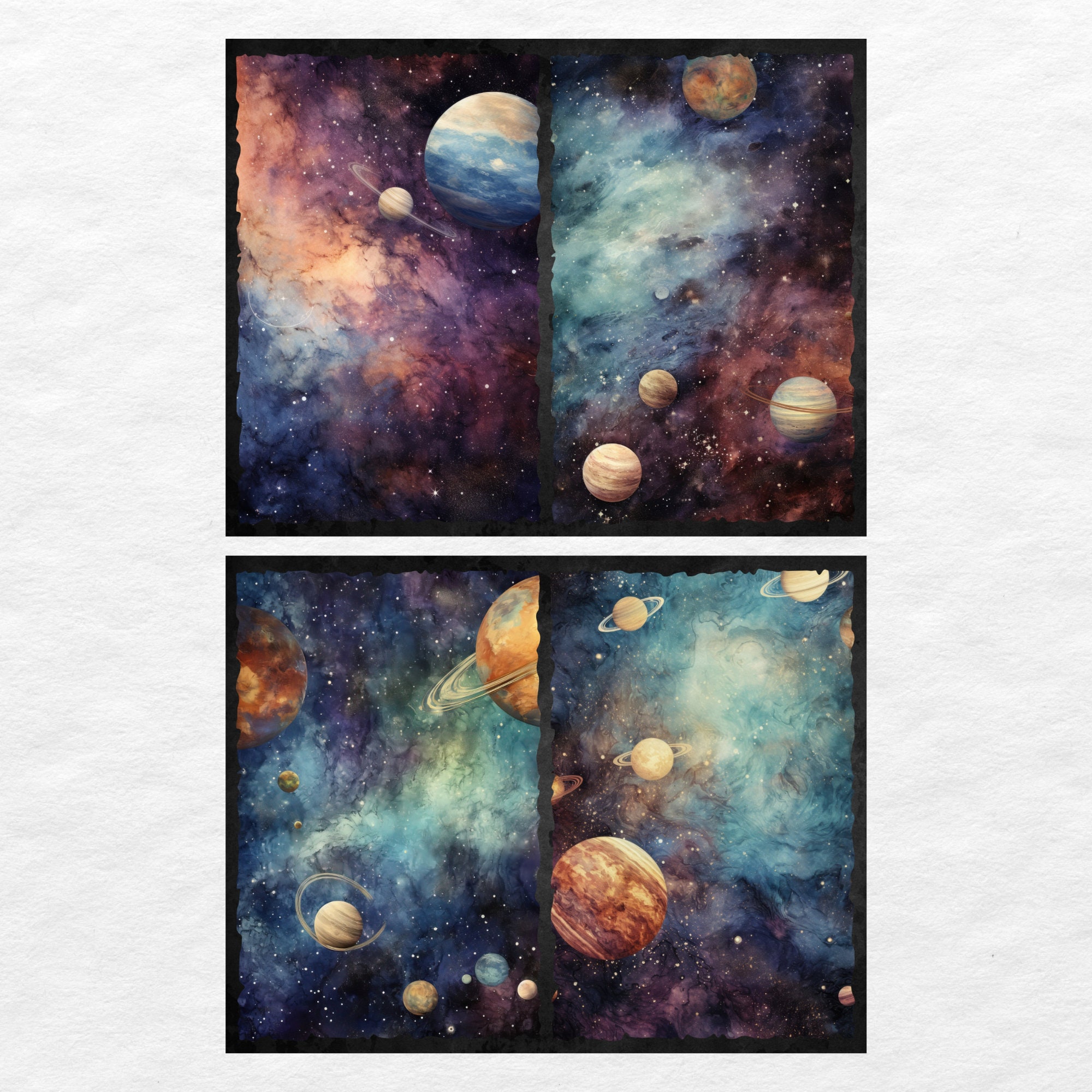 Celestial Galaxy Junk Journal Pages, Digital Scrapbook Paper Kit ...