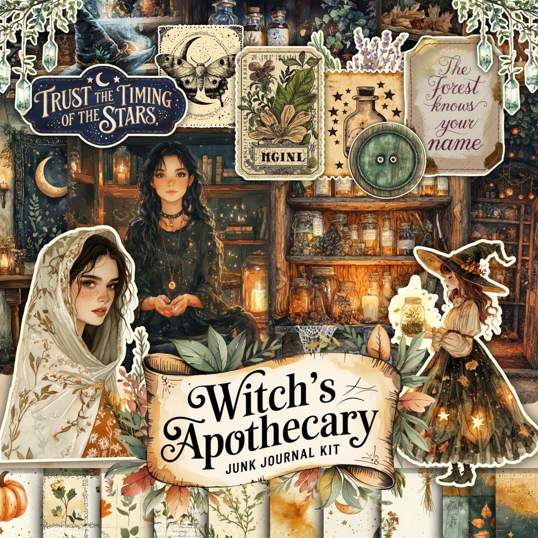 Witch’s Apothecary Junk Journal Kit - Digital Ephemera, Printable Pages ...