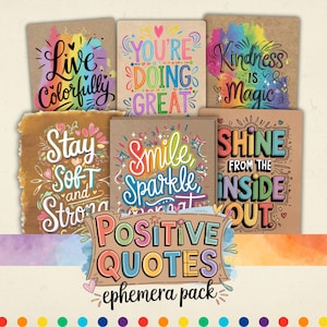 Positive Words Junk Journal Paper Pack | Commercial Use | Digital Download | Floral Background | Card Making | Crafts | Scrapbooking