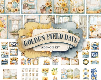Summer Golden Days Add On Junk Journal Kit, junk journal, printable images, wall art, digital paper, vintage, old fashioned, countryside lif