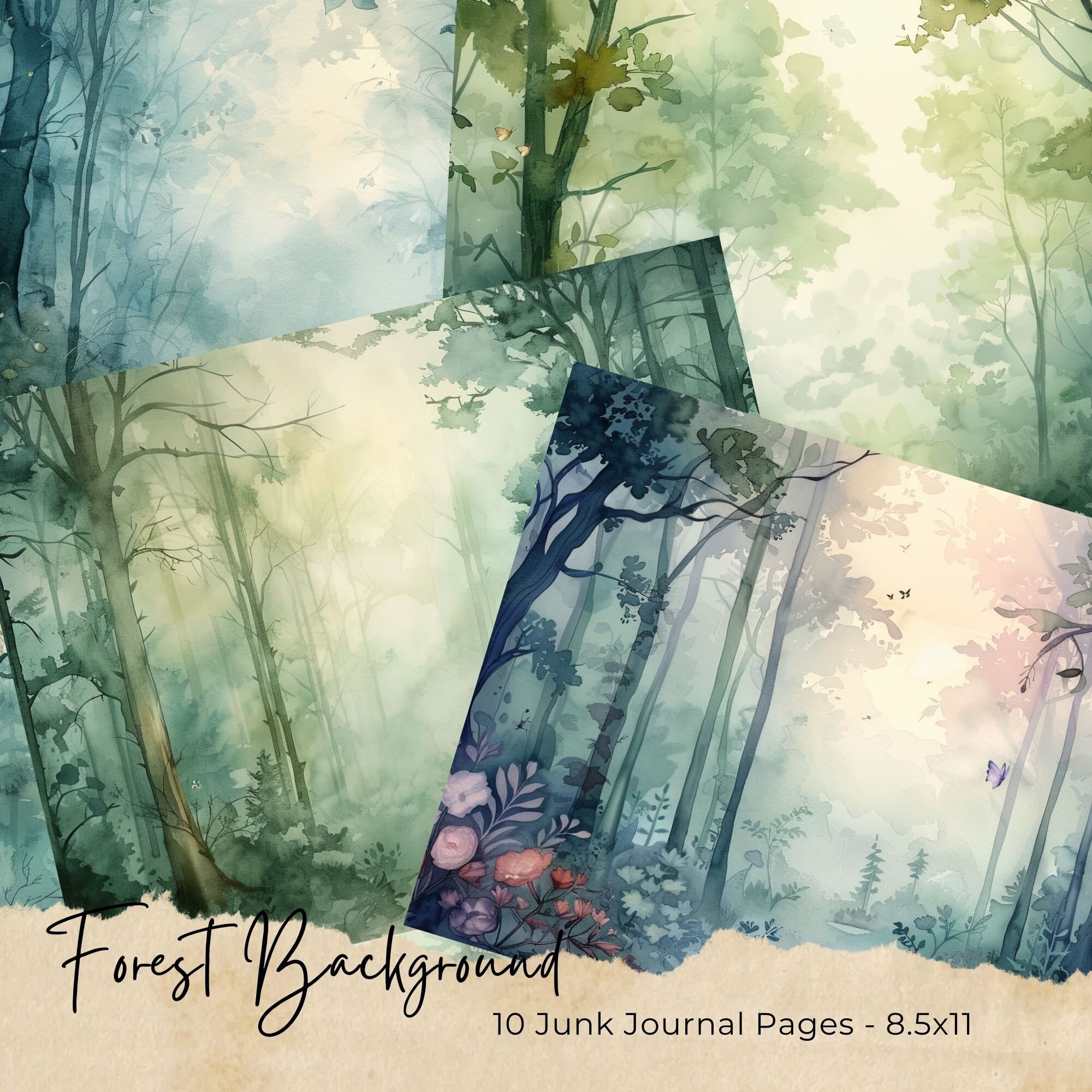 Enchanted Forest Junk Journal Pages, Printable Collage Sheet, Digital ...