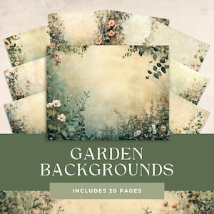 Book of Gardening Junk Journal Pages, Digital Scrapbook Paper Kit, Gardener Printable, Watercolor Plant Collage Sheet, Vintage Botany Garden