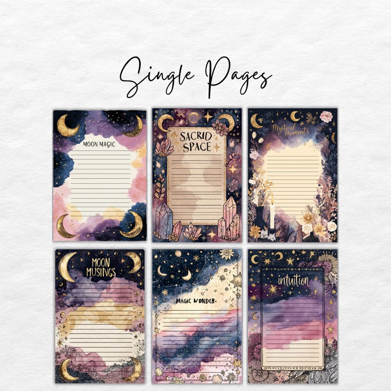 Celestial Boho Junk Journal Kit | Printable Moon & Stars Digital Papers ...