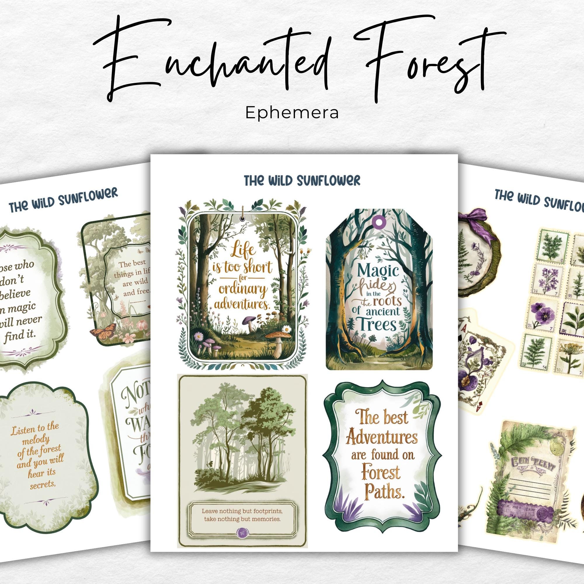 Enchanted Forest Junk Journal Pages, Printable Collage Sheet, Digital ...