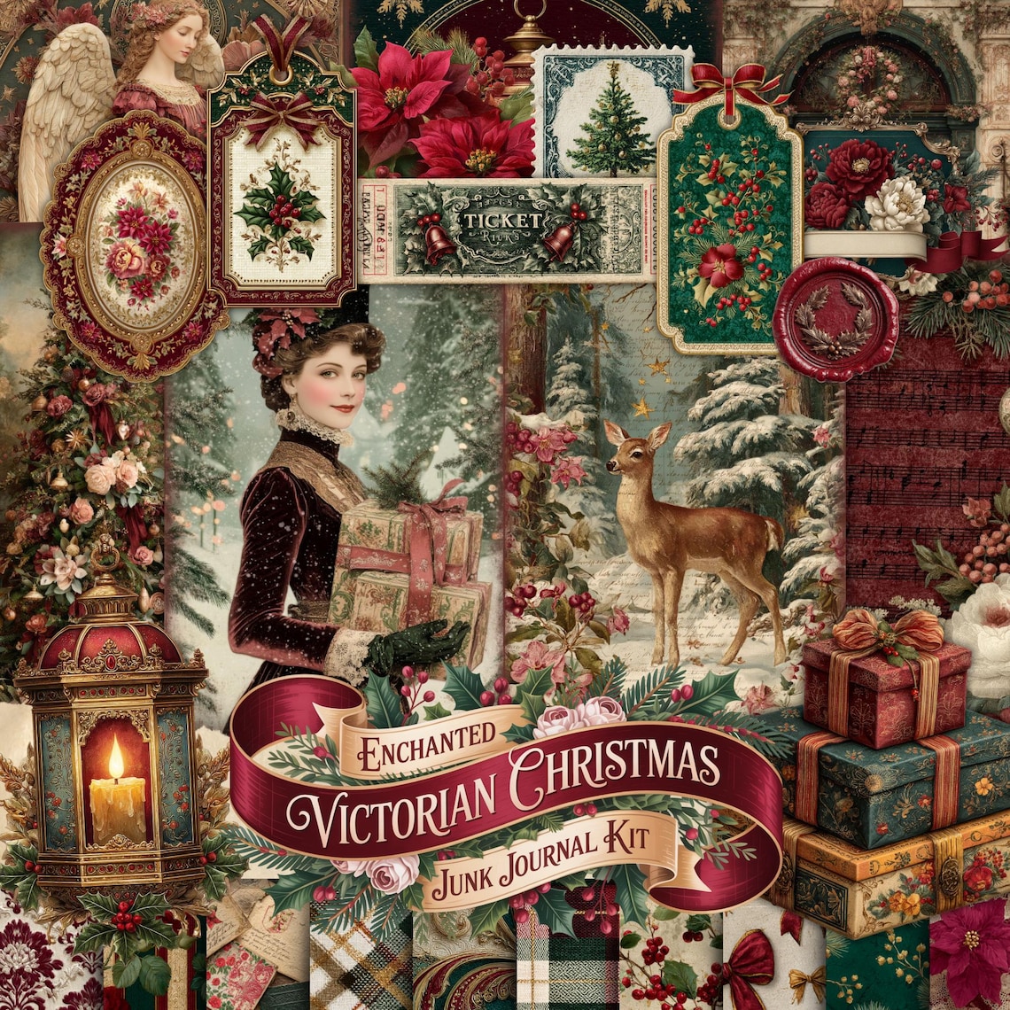Victorian Christmas Junk Journal Kit: Digital Download, Vintage ...