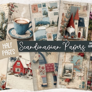 Pagine di diario scandinavo, kit di effimeri digitali stampabili, pagine di scrapbooking per la creazione di diari