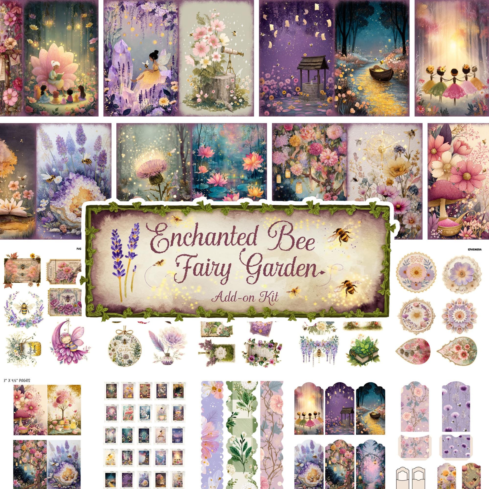 Enchanted Fairy Bee Garden Junk Journal Printable Tags, Bee Junk ...