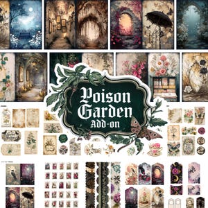 Gothic Garden Junk Journal, Gothic collage sheets scrapbooking cards ephemera Mysterious Garen Junk Journal Kits Gothic Floral Blooms