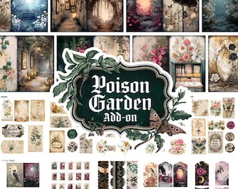 Gothic Garten Junk Journal, Gothic Collage Blätter Scrapbooking Karten Ephemera Mysterious Garen Junk Journal Kits Gothic Floral Blooms