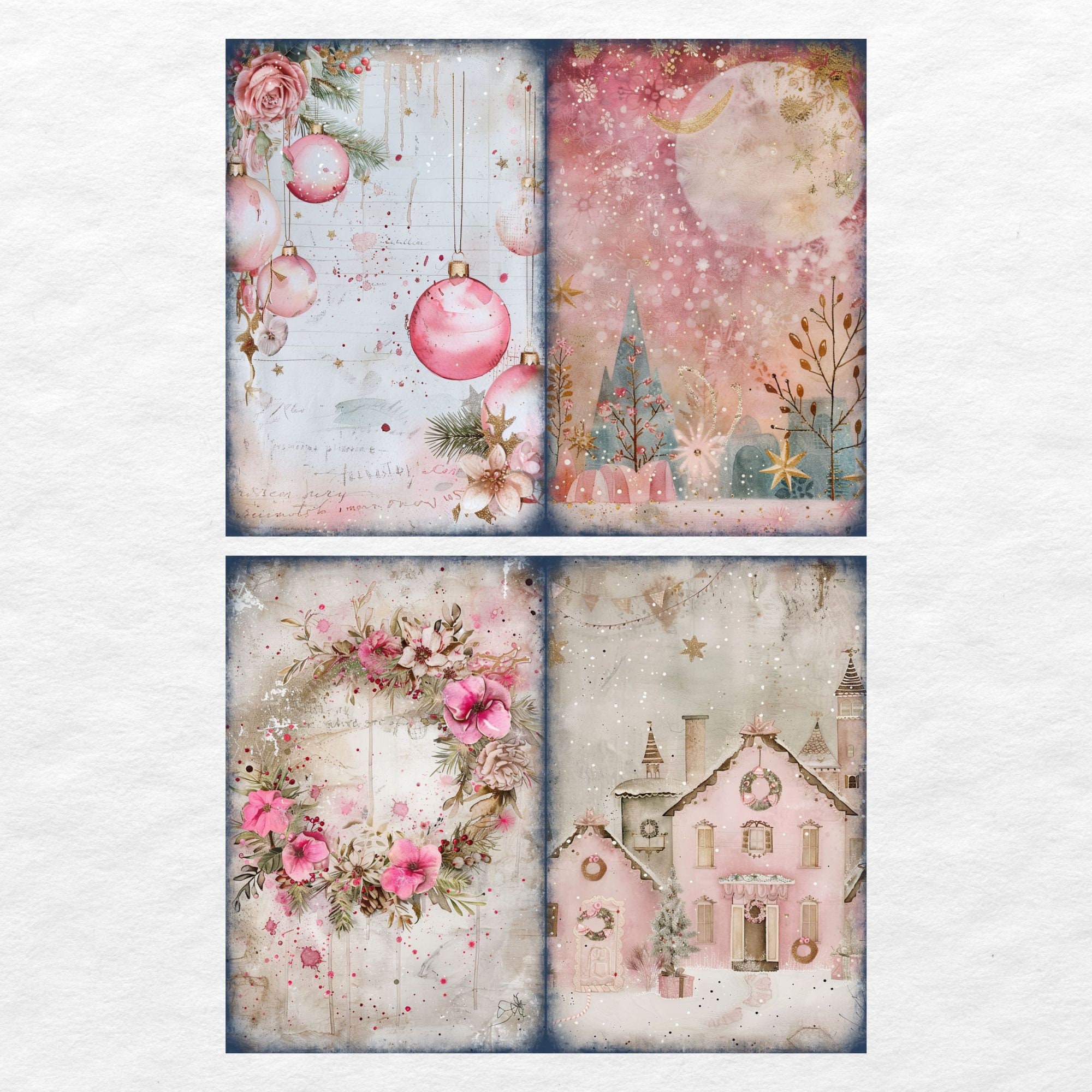 Digital Collage | Christmas Junk Journal Paper | Scrapbook Pack | Xmas ...