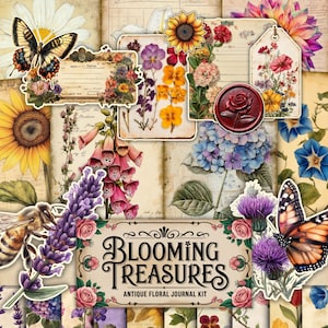 Kit de carnet de bord jardin fleuri Printemps kit de carnet de bord folio imprimable Kit folio jardin anglais imprimable Scrapbooking Journal de jardin anglais indésirable