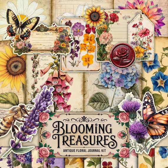 Flower Garden Junk Journal Kit Spring Folio Junk Journal Kit Printable English Garden Folio Kit Scrapbook Paper English Garden Junk Journal