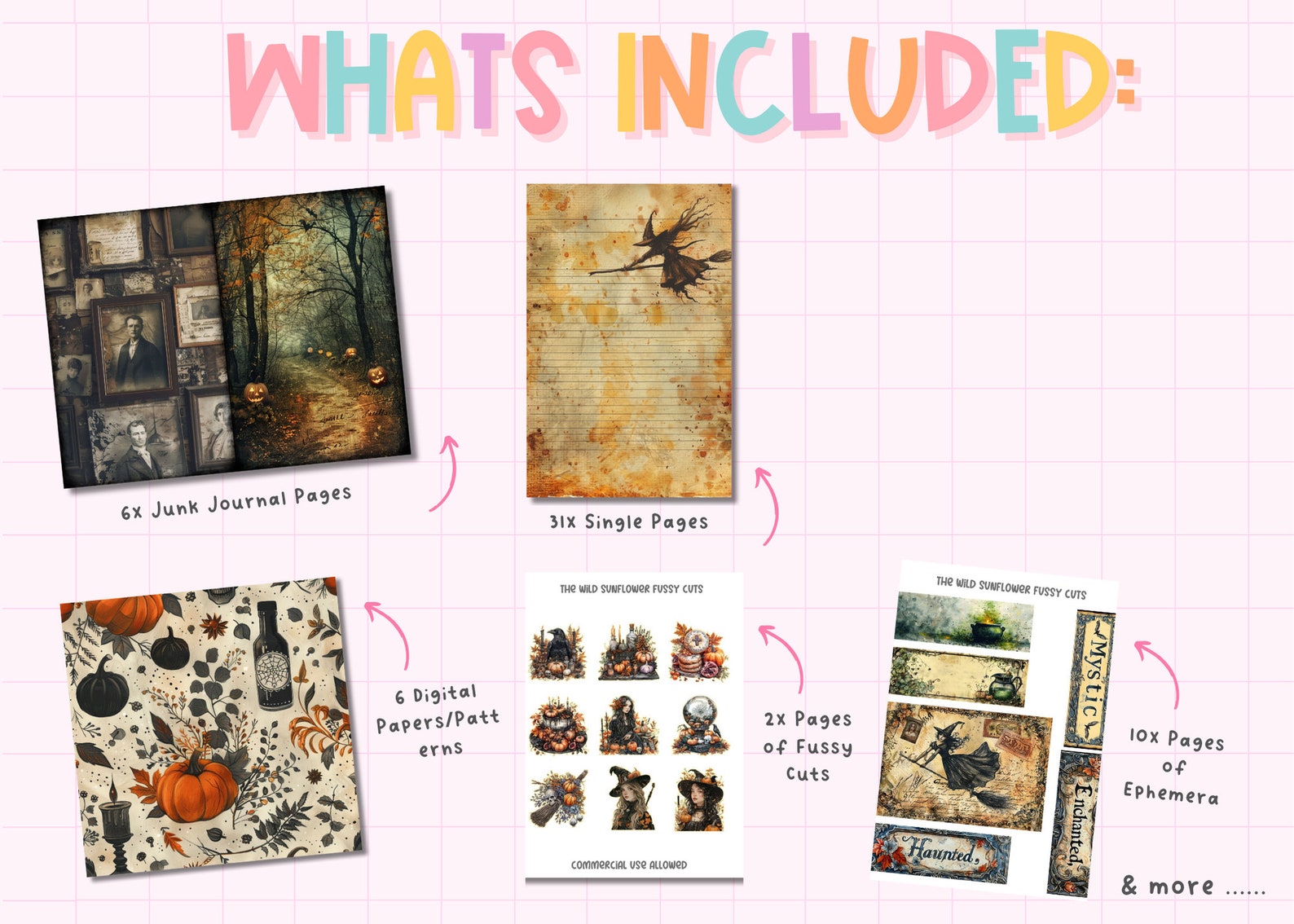 Halloween Junk Journal Kit, Halloween Printable Ephemera, Halloween ...