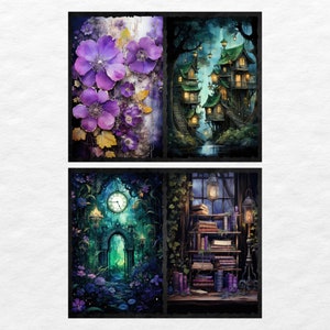 Enchanted Forest Junk Journal Kit, Fantasy Fairy Forest Collage ...