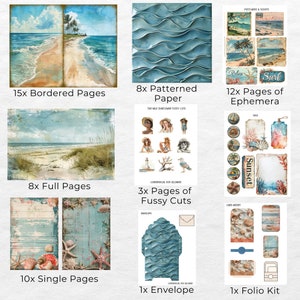 Ocean Junk Journal Kit Blue Junk Journal Supplies Tags Sea Nautical ...