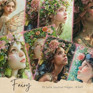 Summer Fairy Junk Journal Pages, Fantasy Fairy Collage Printables, Digital Fairy Kit, Fairy Seasons Collection, Forest Fairy Scrapbook