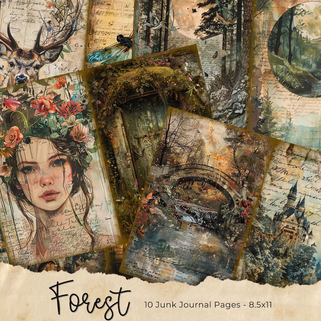 Dark Forest Junk Journal Pages, Printable Collage Sheet, Digital ...