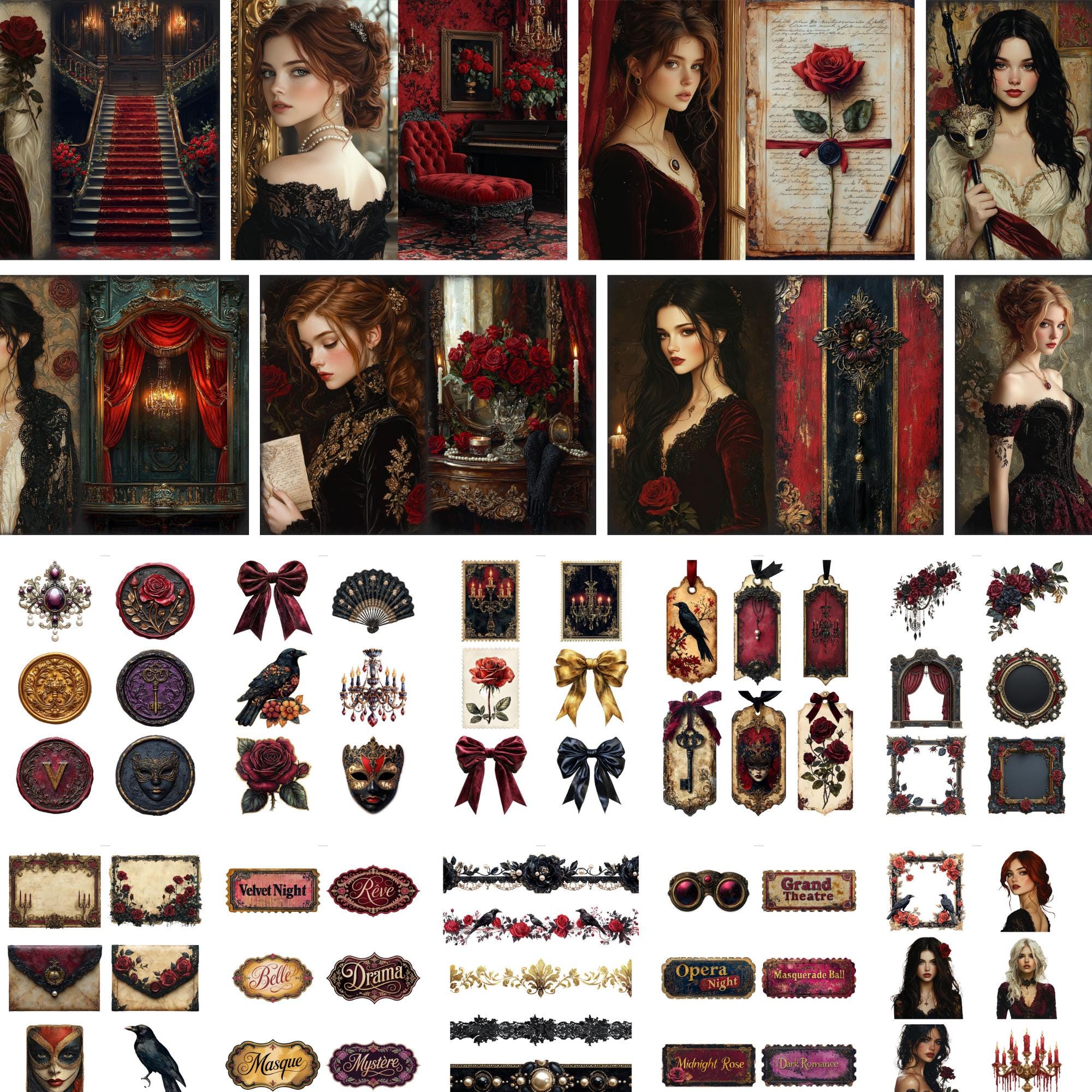 Vamp Romantic Junk Journal Kit, Gothic Romance Printable, Dark Academia ...