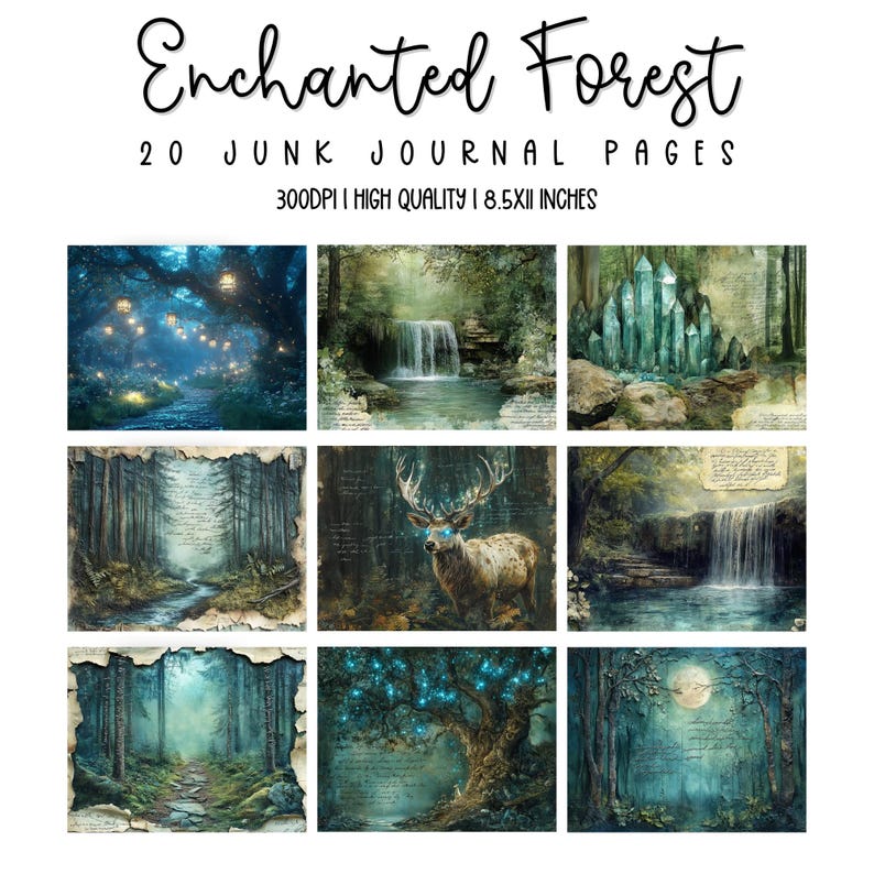 Enchanted Forest Junk Journal Pages, Printable Collage Sheet, Digital ...