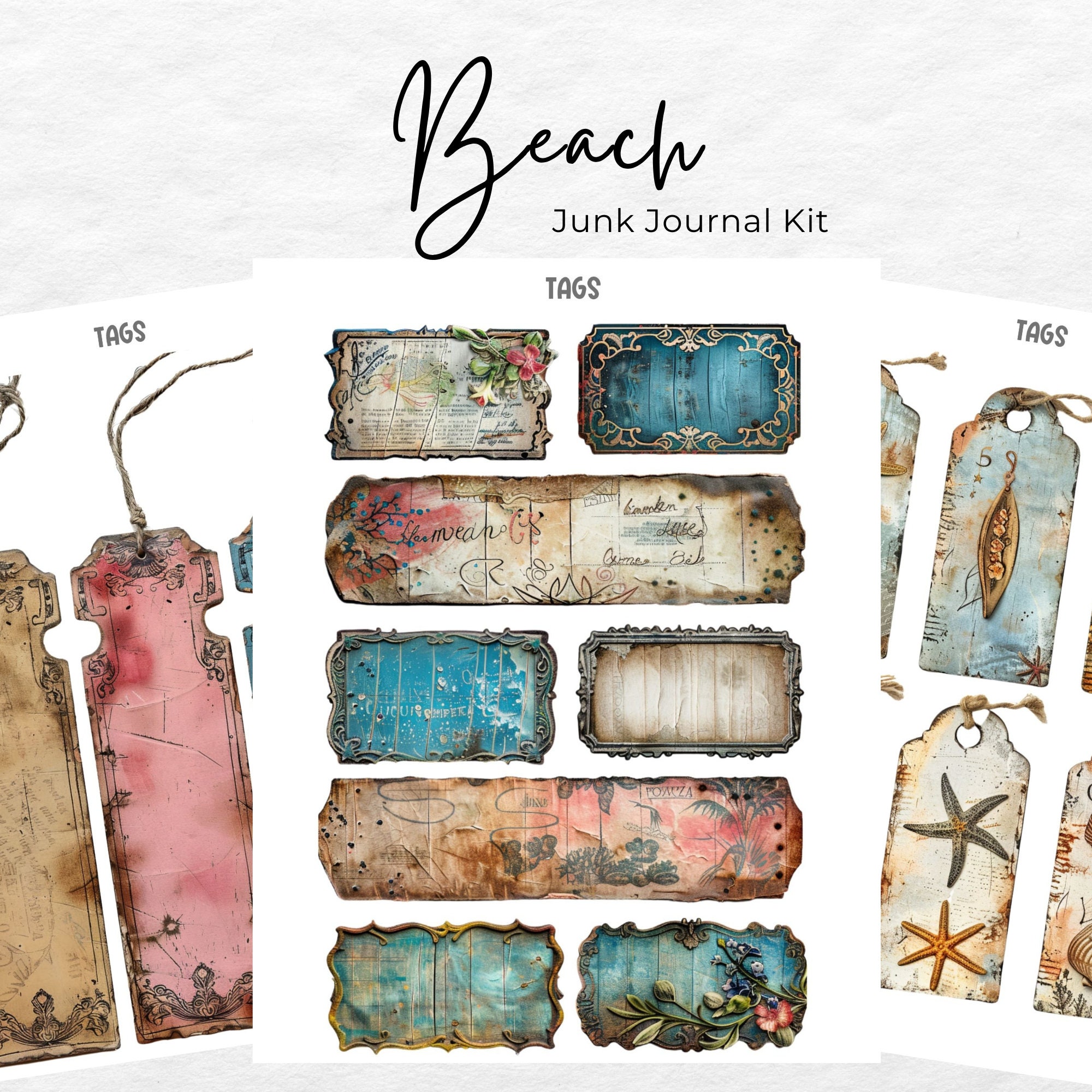 Ocean Junk Journal Kit Blue Junk Journal Supplies Tags Sea Nautical ...