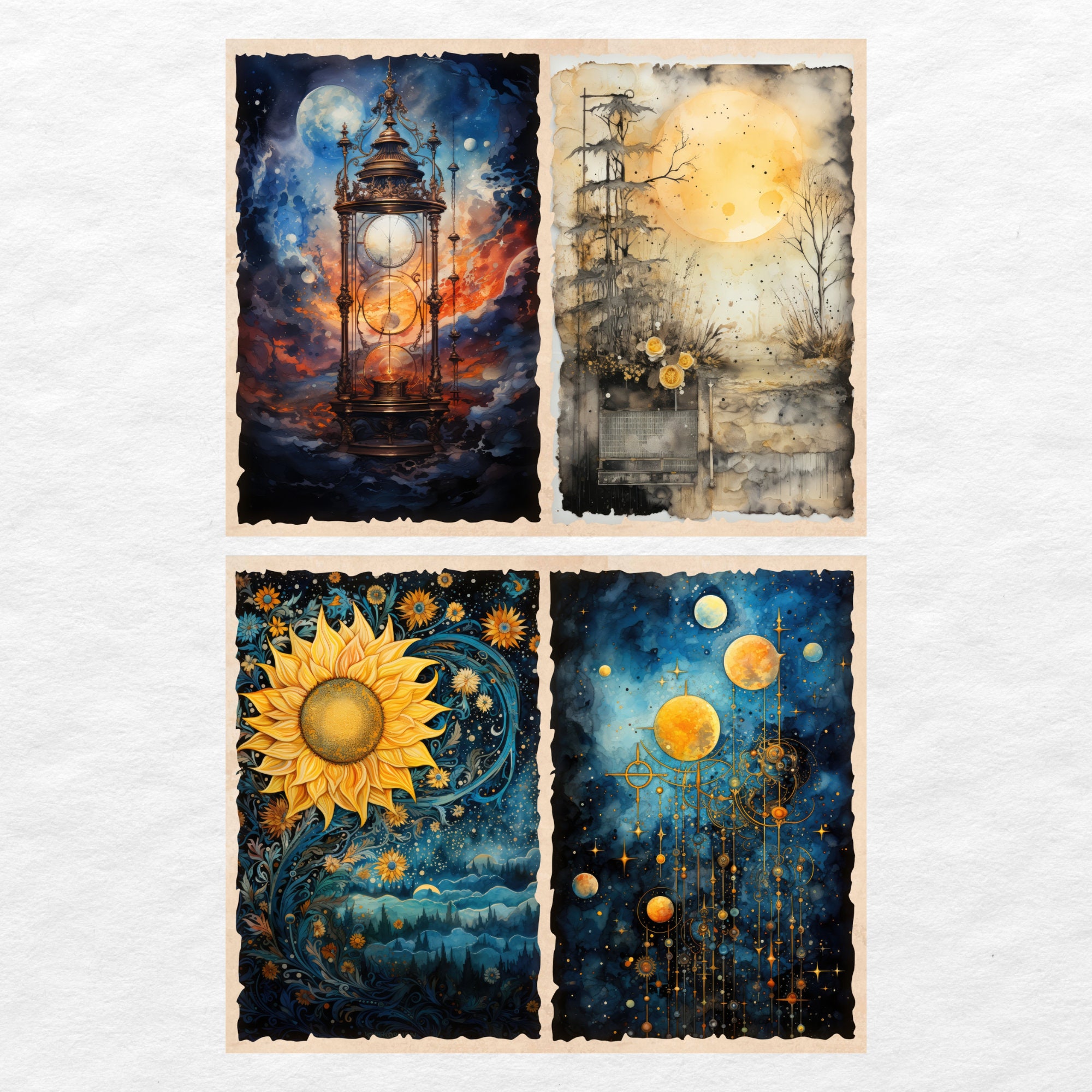Celestial Moon Junk Journal Pages, Digital Scrapbook Paper Kit, Vintage ...