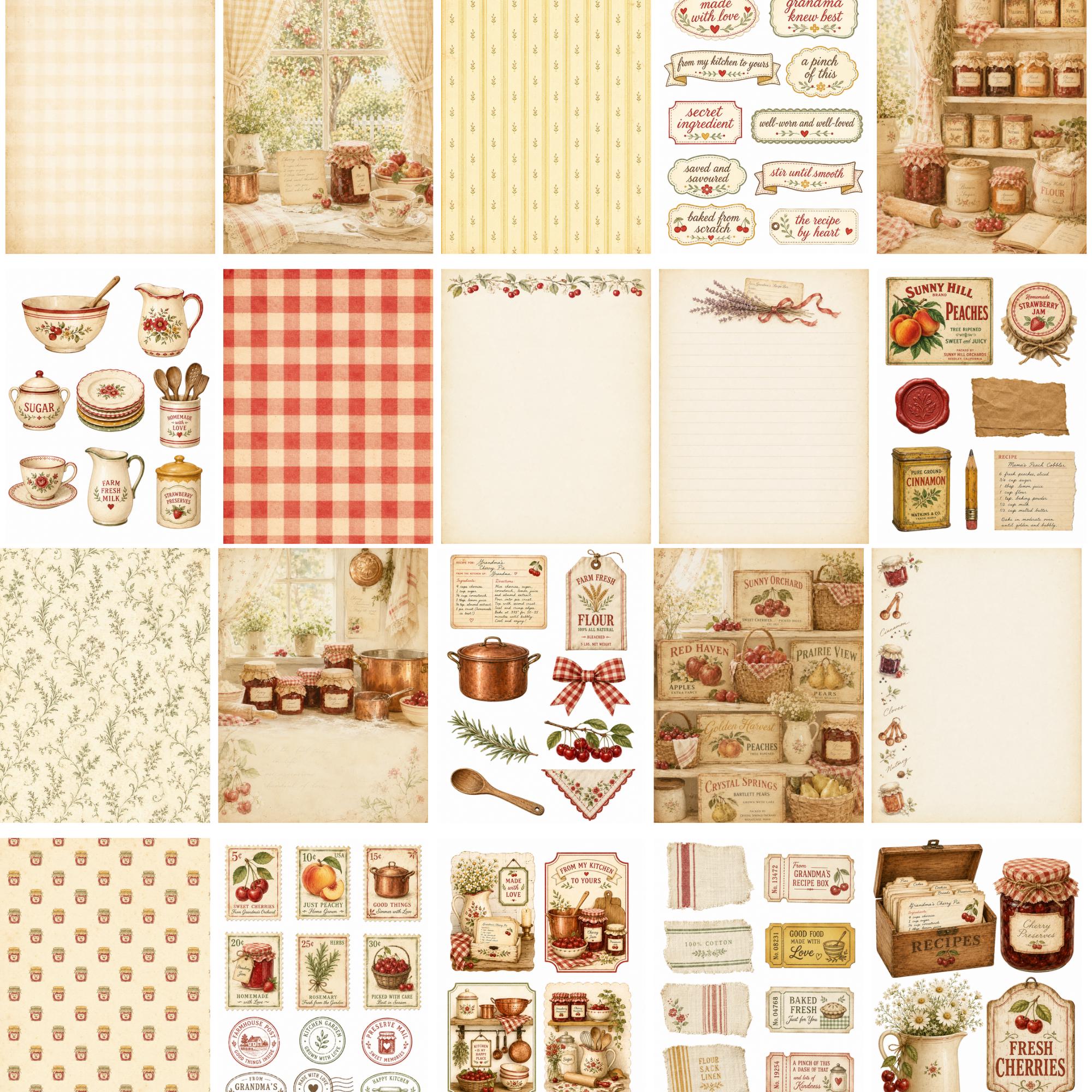 Grandma's Recipe Box Junk Journal Kit — Vintage Farmhouse Kitchen ...