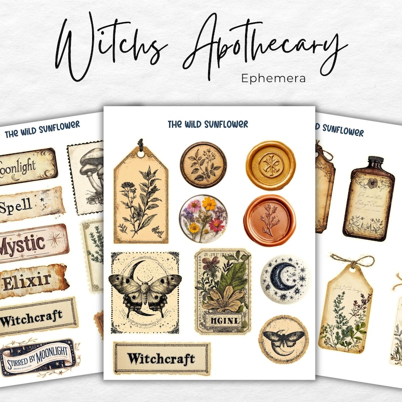 Witch’s Apothecary Junk Journal Kit - Digital Ephemera, Printable Pages ...