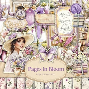 Pages in Bloom Junk Journal Kit - Floral Junk Journal Pages - Vintage Ephemera - Printable Crafting Papers - Scrapbook Kit - Reading Kit