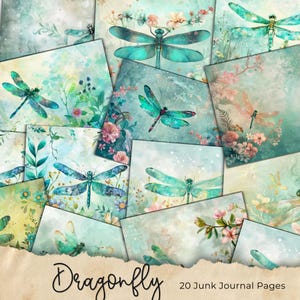 Dragonflies Junk Journal Kit, Vintage Journal Papers, Dragonfly Junk Journal Printable, Vintage Junk Journal Digi Kit, Printable Journal