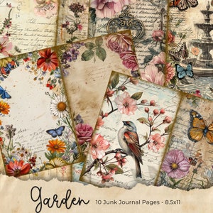 Watercolor Wildflowers Border Junk Journal Printable Page, Flowers Junk Journal Kit, Junk Journal Paper Digital Collage Sheet