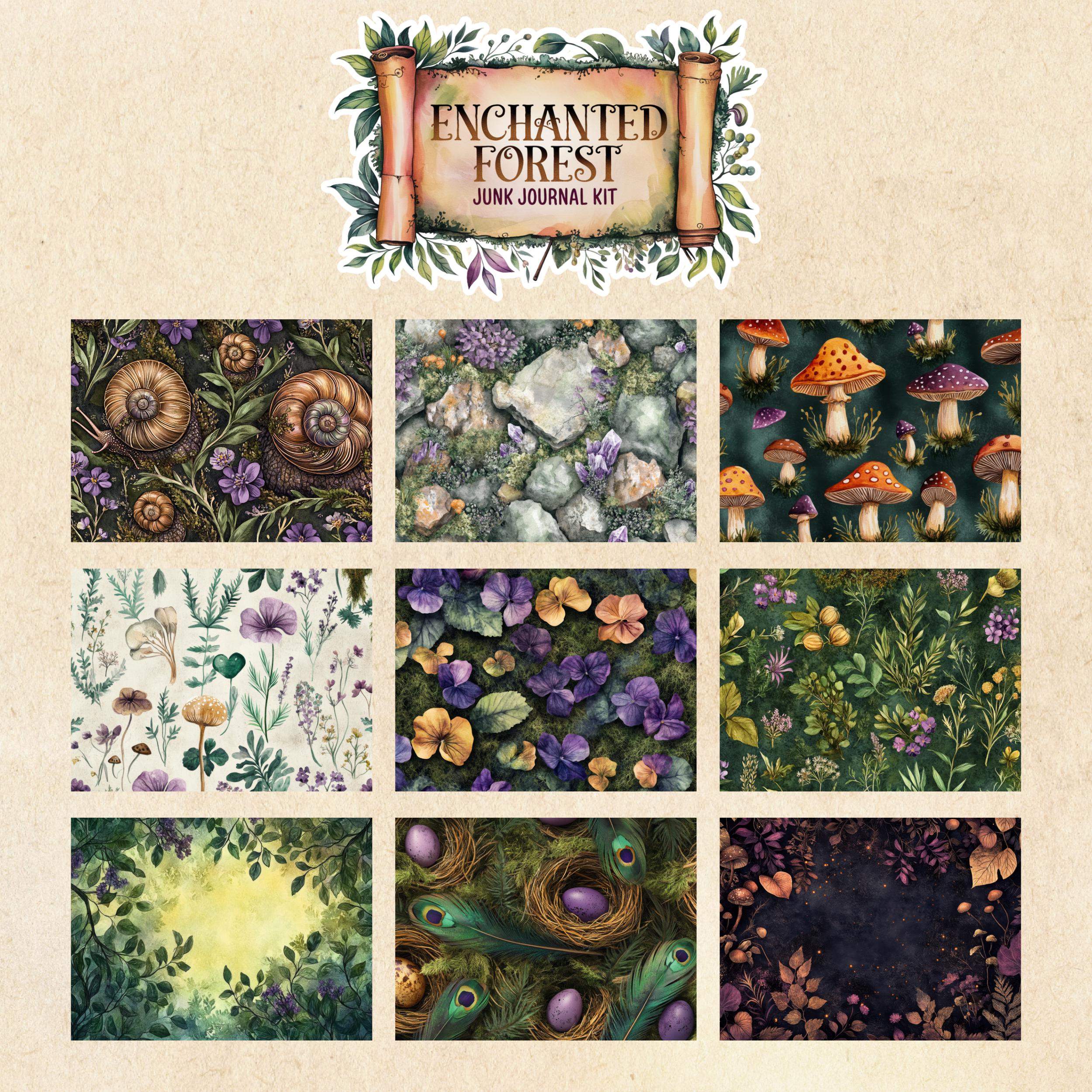 Enchanted Forest Junk Journal Pages, Printable Collage Sheet, Digital ...