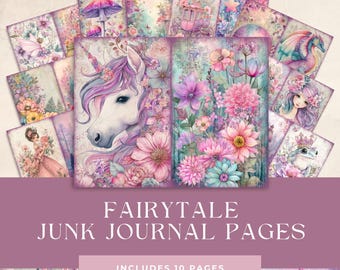 Fairy Junk Journal Pages, Butterfly Enchanted World Collage Printables, Fantasy Kit, Butterfly and Fairies Junk Journal Paper, Fairytale