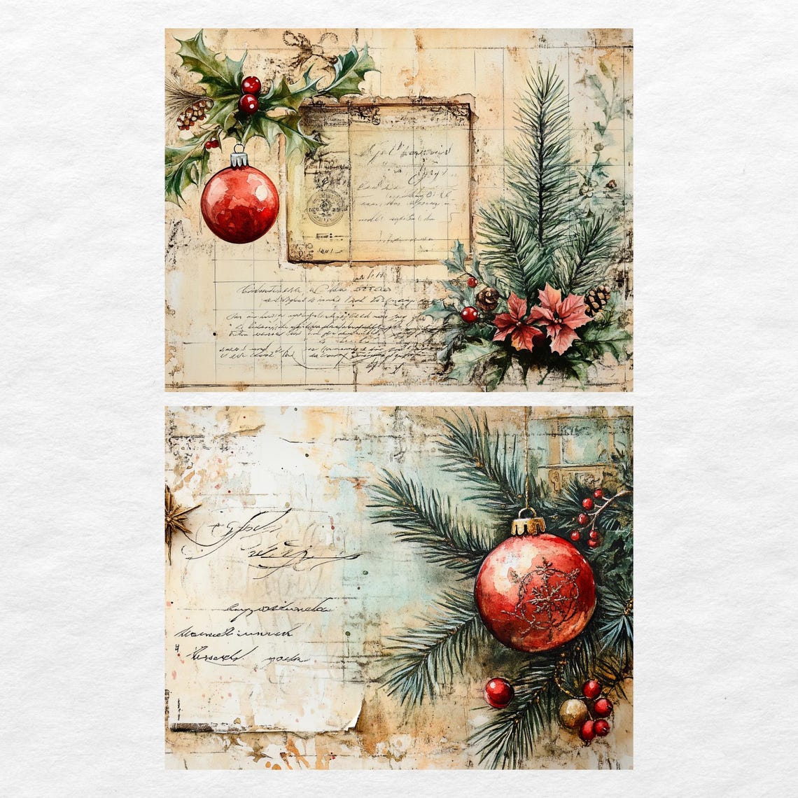 Christmas Junk Journal Kit, Vintage Merry Christmas Junk Journal Pages ...