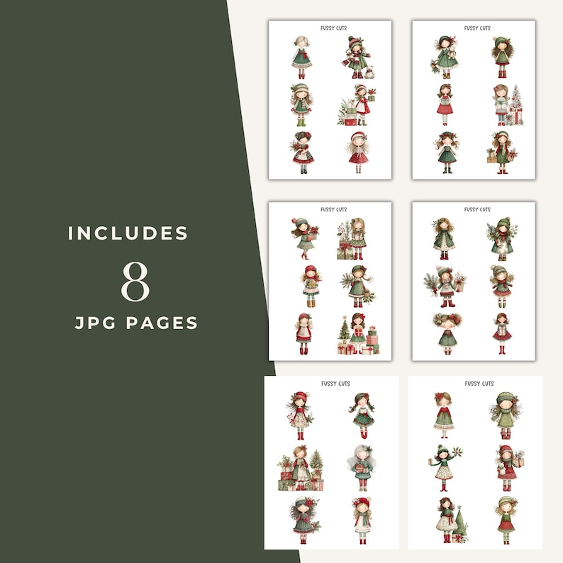 WHIMSICAL Christmas PAPER DOLLS Printable Kit Junk Journal Cut off ...
