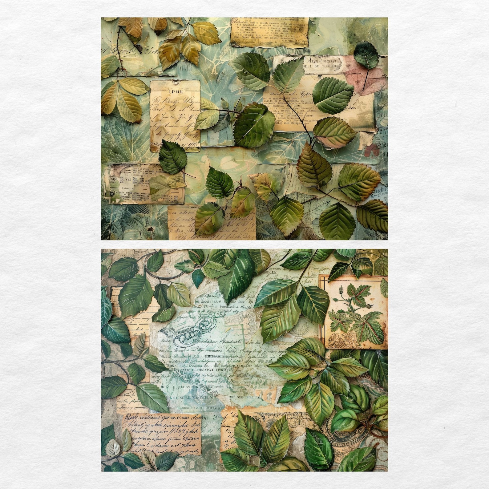 Green Leaf Junk Journal Kit Vintage Botanical Beautiful Journal Digital ...