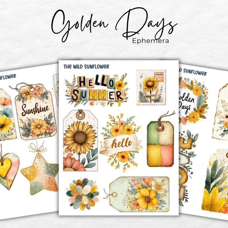 Cute Doll Sunflower Junk Journal Kit: Vintage Daisy Floral Ephemera ...