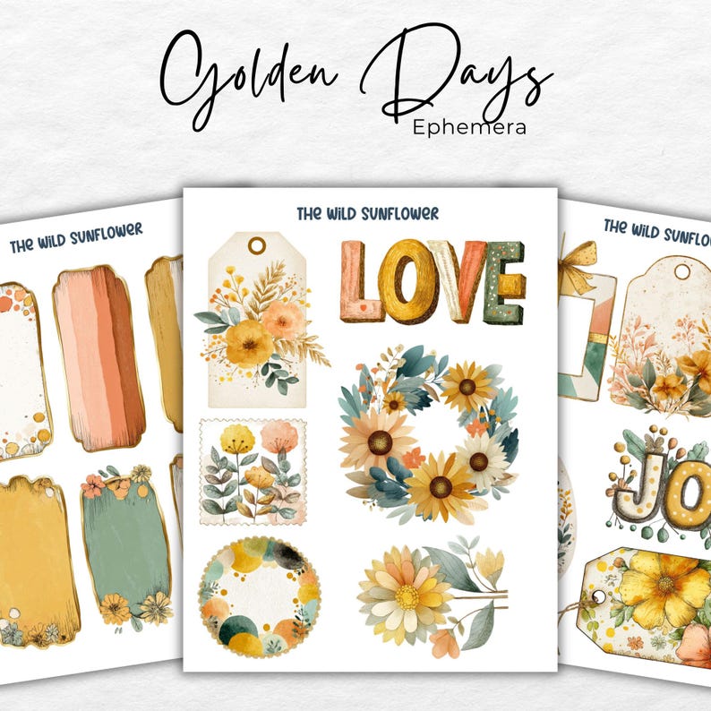 Cute Doll Sunflower Junk Journal Kit: Vintage Daisy Floral Ephemera ...