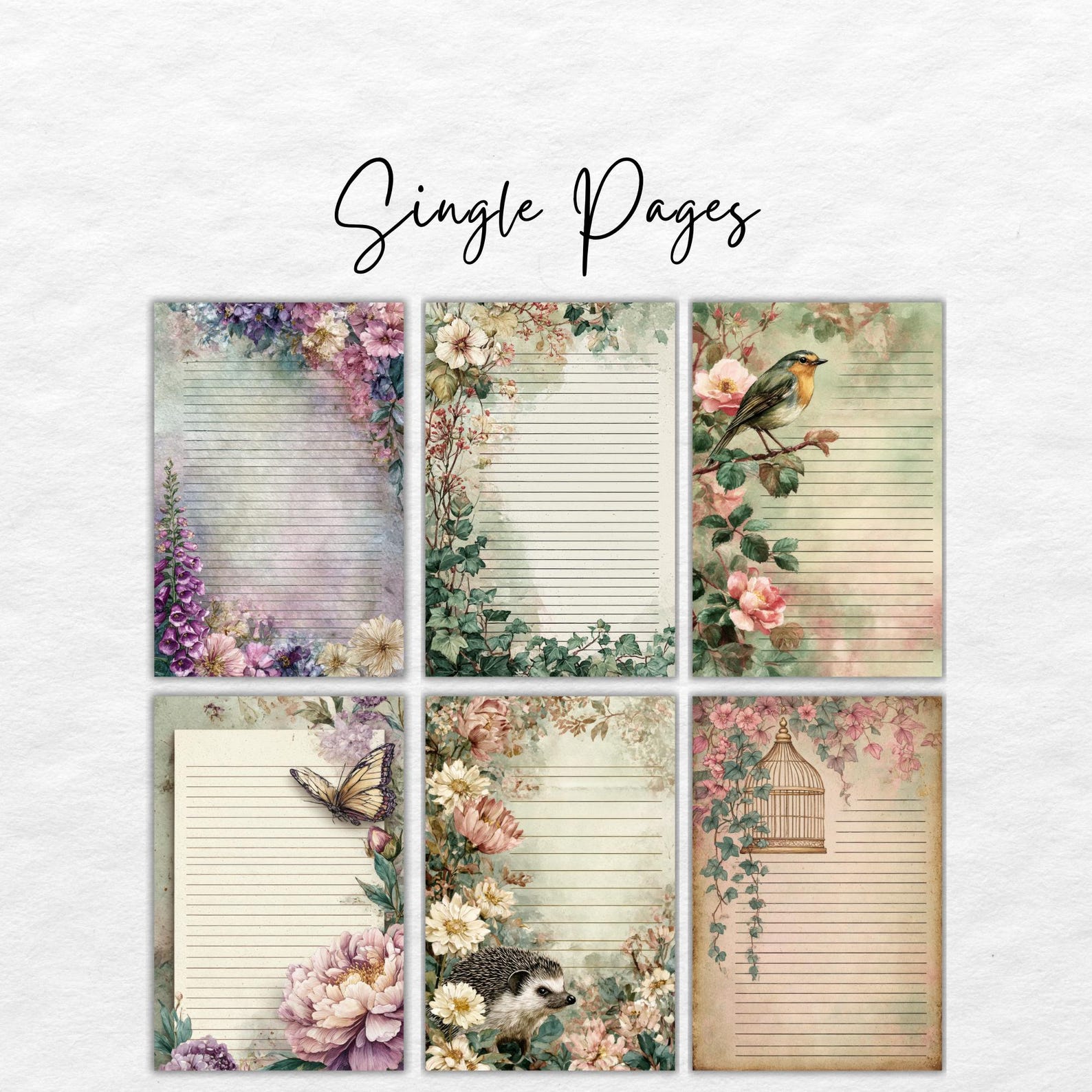 Secret Garden Junk Journal Kit, Printable Floral Ephemera, Vintage ...